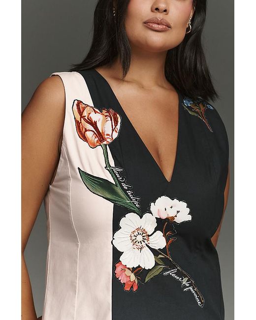 By Anthropologie Multicolor Sleeveless V-Neck Deco A-Line Dress