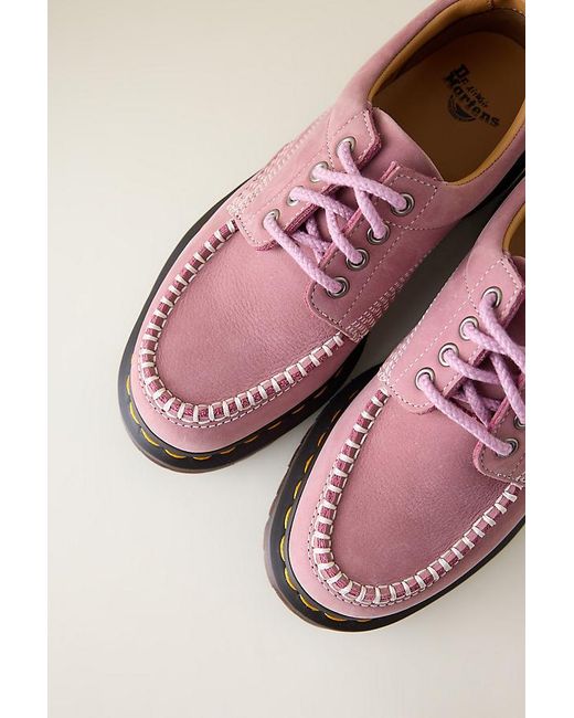 Dr. Martens Pink Lowell Nubuck Moc Toe Shoes