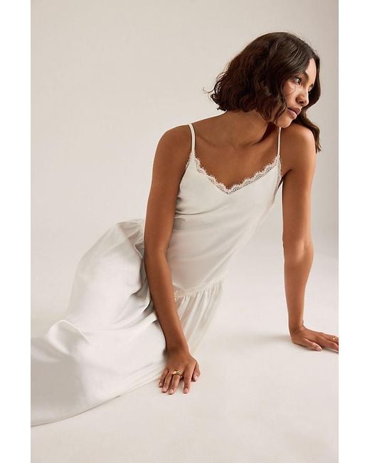 Meeka Natural Fleur Drop-Waist Maxi Slip Dress