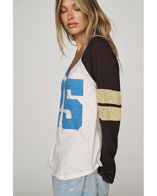 Pilcro Blue Cotton Long-Sleeve Varsity Shirt