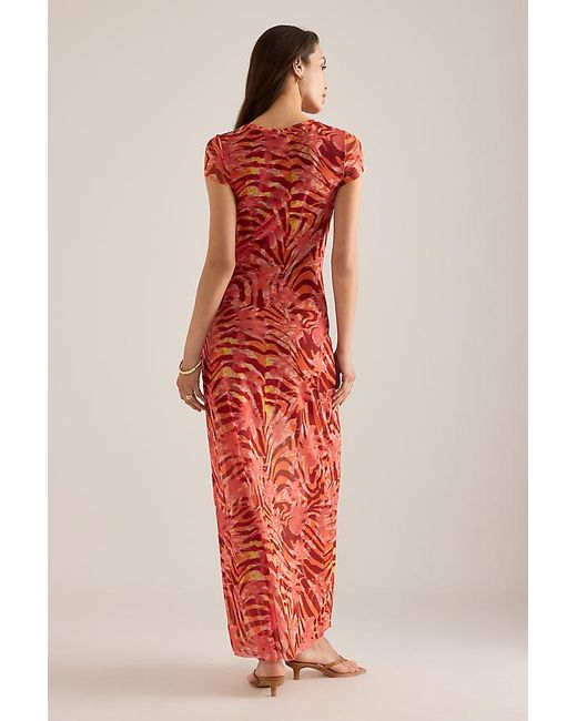 Wild Lovers Red Heatwave Cap-Sleeve Mesh Maxi Dress