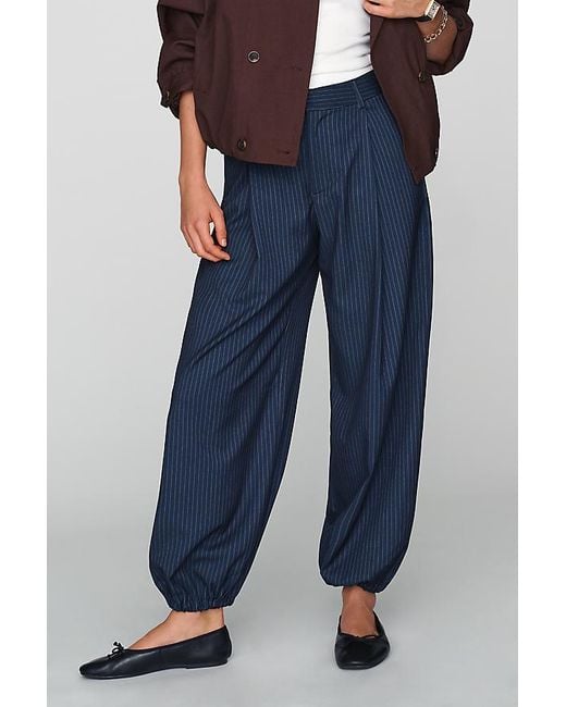 Maeve Blue Pinstripe Trouser Joggers