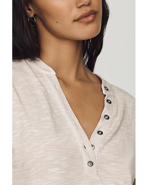 Pilcro Black Cotton Henley Top