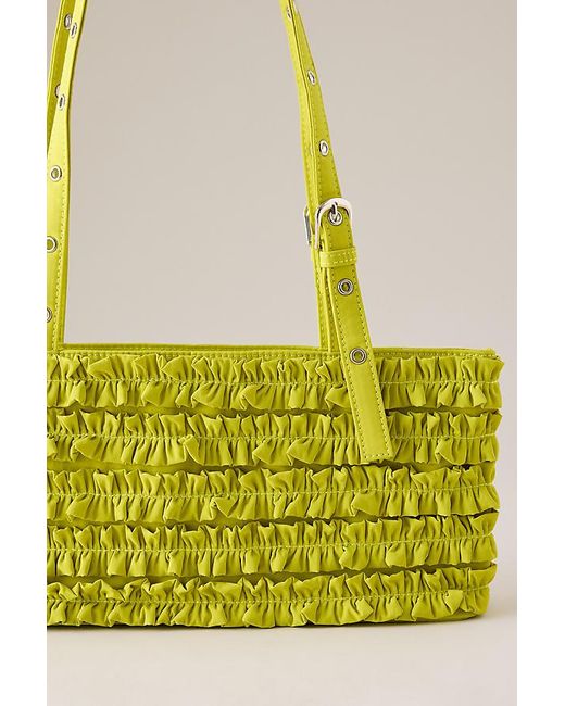 Damson Madder Yellow Sophia Ruffle Baguette Bag