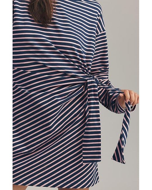 Daily Practice Blue Striped Long-Sleeve Mini Dress