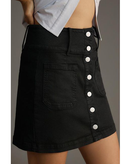 Pilcro Gray Button-Front Denim Mini Skirt