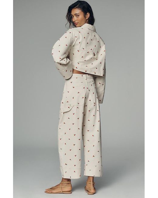 Pilcro Gray The Kayden Embroidered Carpenter Barrel Trousers By