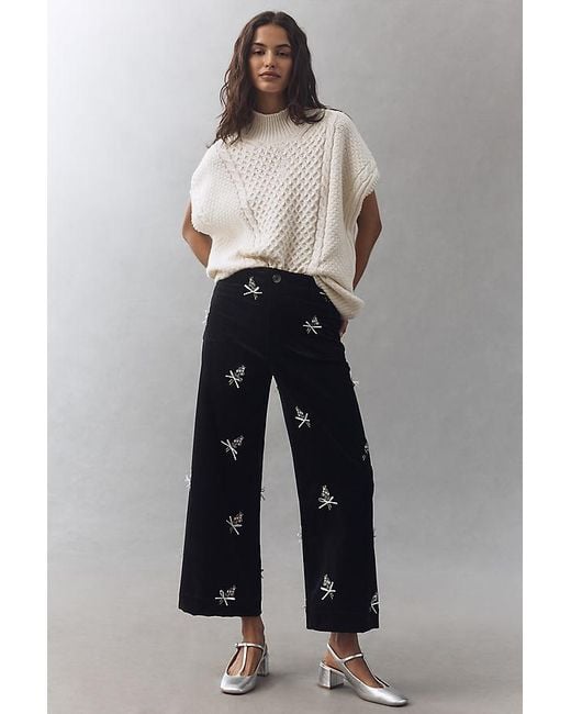 Maeve Blue The Colette 3D Bouquets Crop Trousers By