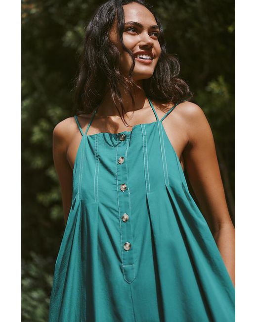 Celandine Green Button-Front Open-Back Jumpsuit
