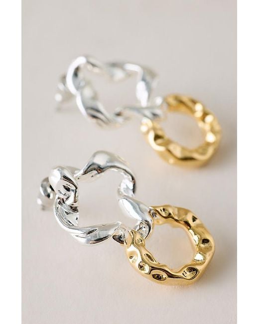 By Anthropologie Natural Mixed Metal Drop Earrings