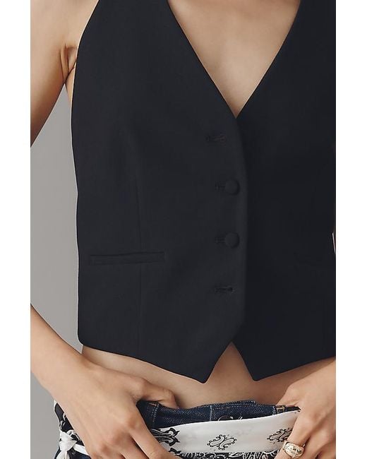 By Anthropologie Blue Buttondown Halter Vest