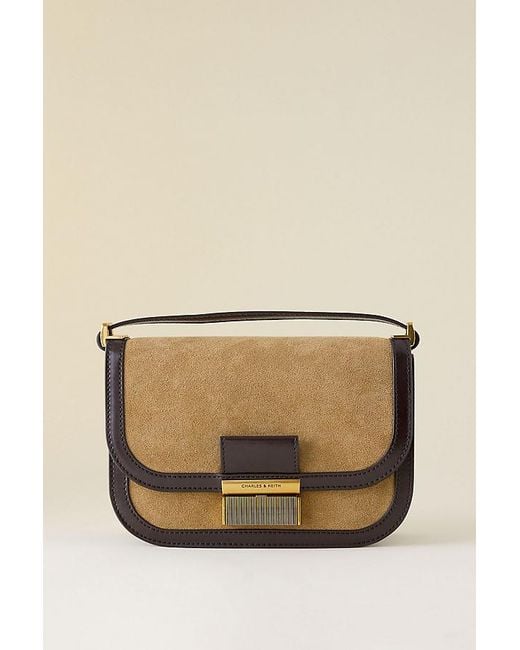 Charles & Keith Natural Charlot Recycled Suede Crossbody Bag