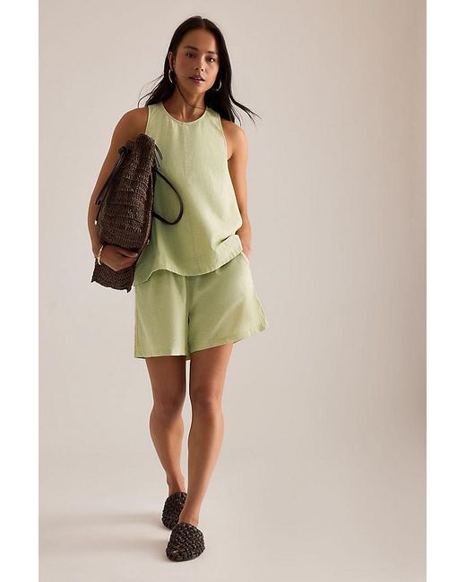 SELECTED Green Luisa Linen-Blend Top
