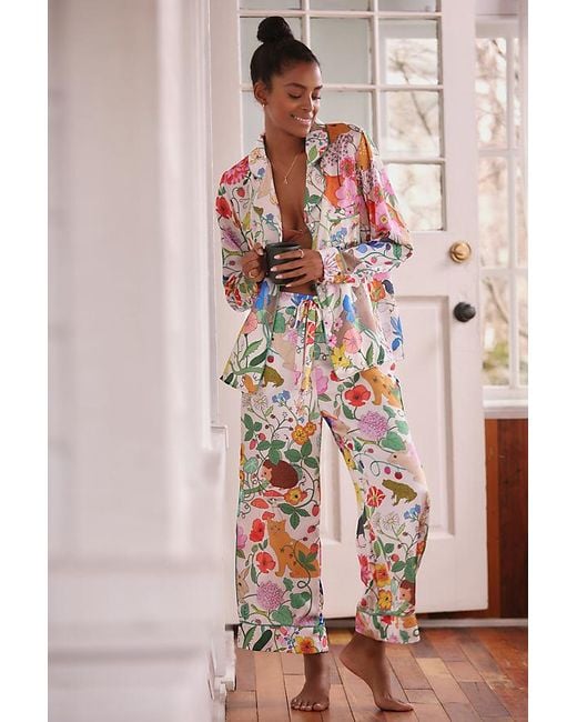 Karen Mabon Pink Summer Garden Long Pyjamas Set