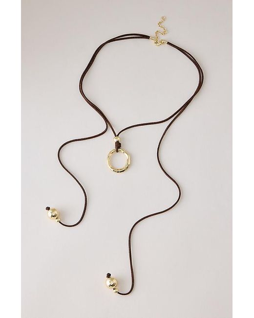 By Anthropologie Brown Cord Y Necklace