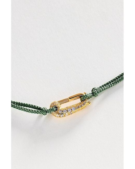 By Anthropologie White Corded Crystal Carabiner Necklace