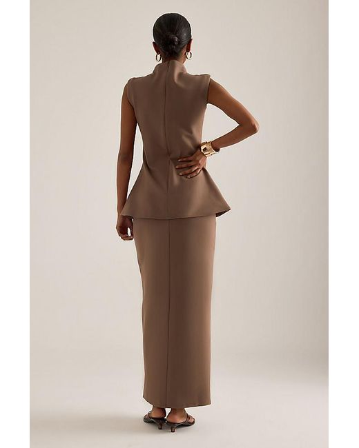 Odd Muse Brown High-Neck Sleeveless Top