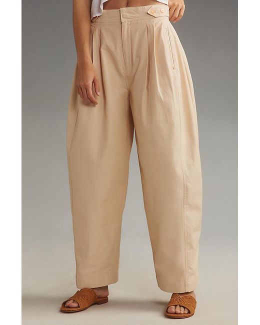 Maeve Natural Utility Barrel Trousers