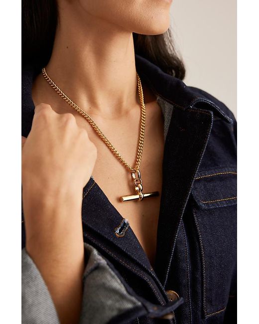 Tilly Sveaas Natural Giant-Plated T-Bar On T-Bar Necklace