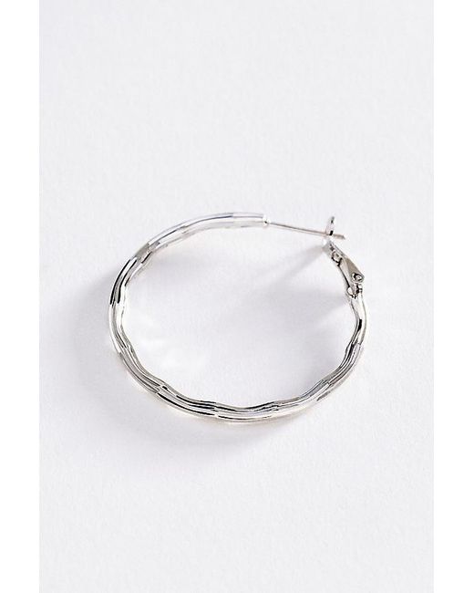 By Anthropologie White Textured Hoop Earrings