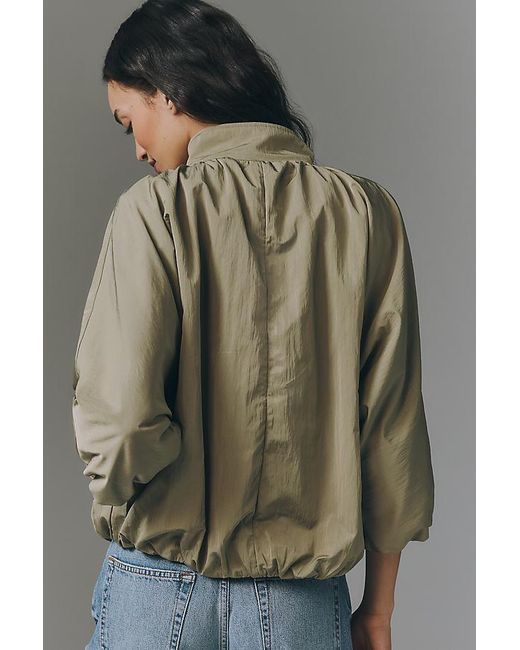 By Anthropologie Green Funnel-Neck Nylon Jacket