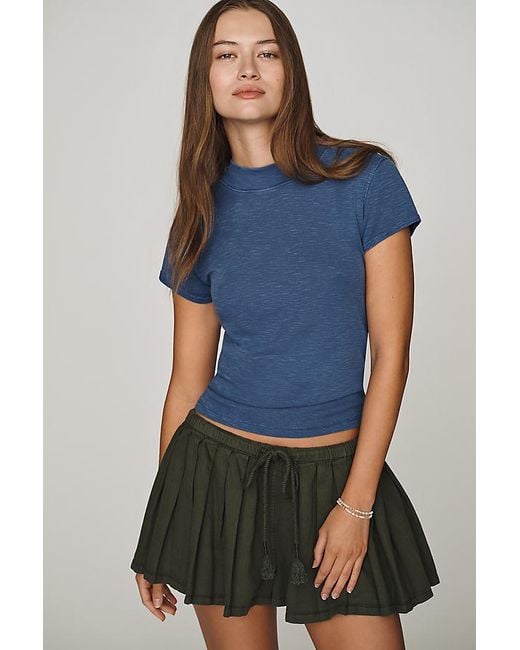 Pilcro Blue Cyris Cotton Modal Turtleneck T-Shirt