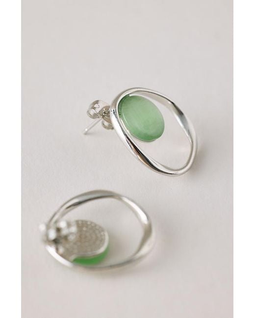 By Anthropologie Blue Ring Stone Earrings