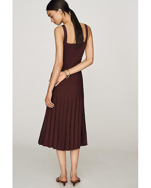 Maeve Purple Sleeveless Pleated Knit Midi Dress
