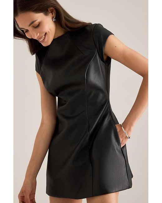 Bardot Black Delphi Faux-Leather Hourglass Mini Dress
