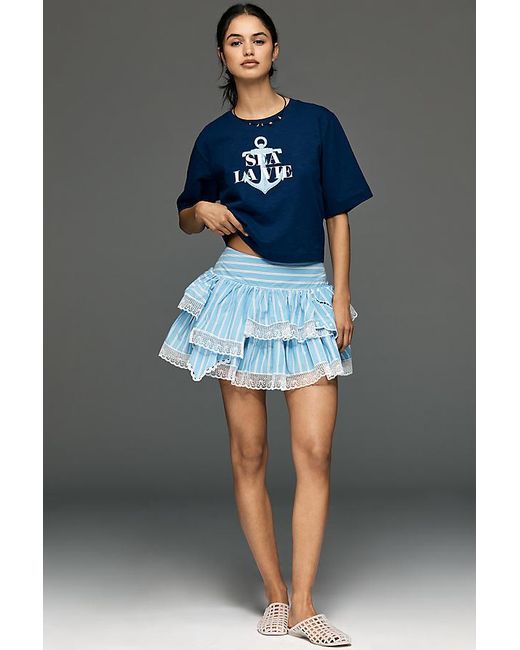 Maeve Blue Love Note Ruffle Skort