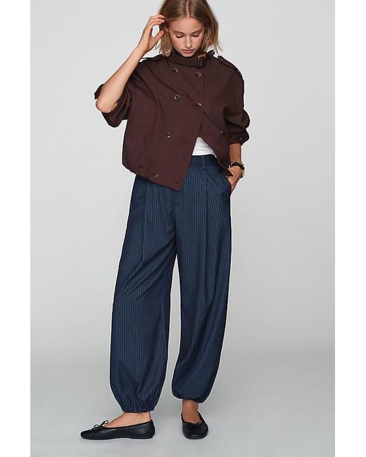 Maeve Blue Pinstripe Trouser Joggers