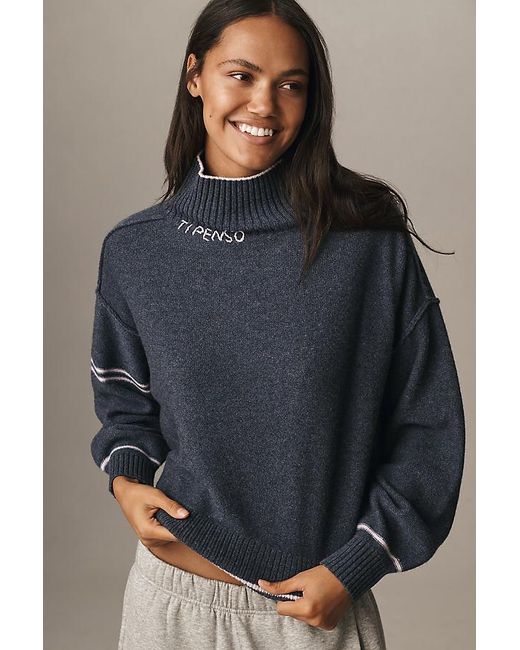 Pilcro Gray Wool-Cashmere Tipped Turtleneck Jumper