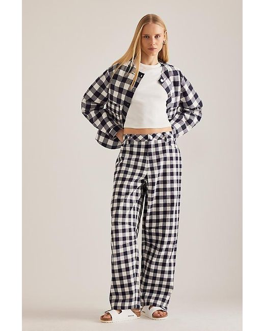 ALIGNE Blue Ned Check Barrel Trousers