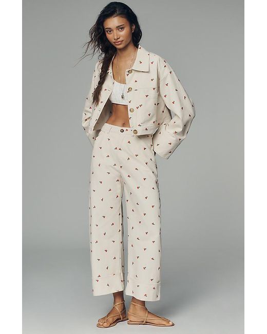 Pilcro Gray The Kayden Embroidered Carpenter Barrel Trousers By