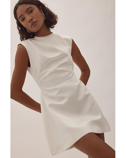 Odd Muse Natural Satin High-Neck Mini Dress