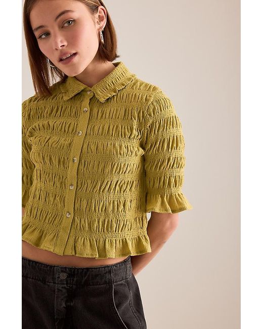 Maeve Green Ruffle Button-Front Top