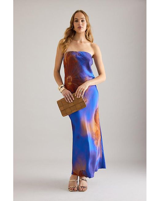 By Anthropologie The Fleur Strapless Satin Maxi Slip Dress in Blue | Lyst UK
