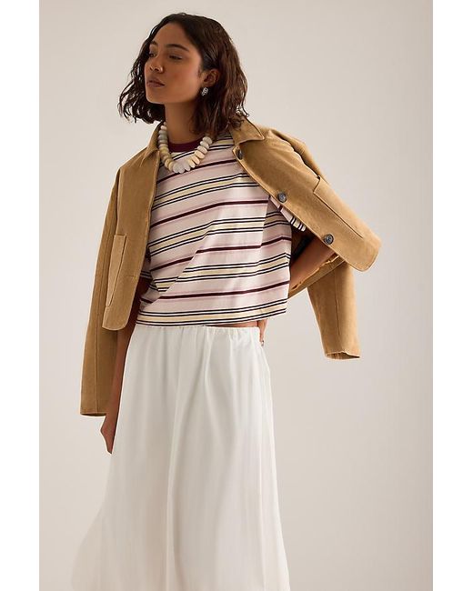 By Anthropologie Brown Boxy Stripe T-Shirt