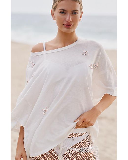 Celandine White Shells For Days Embellished T-Shirt