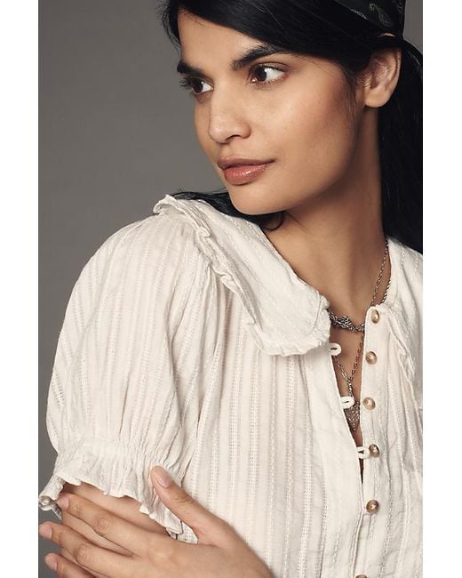 Pilcro White The Keira Collared Button-Front Blouse By