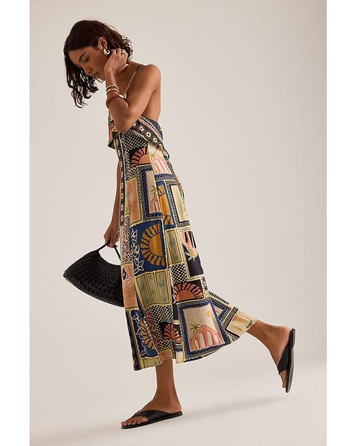 By Anthropologie Natural Lia Linen-Blend Beaded Strap Midi Dress