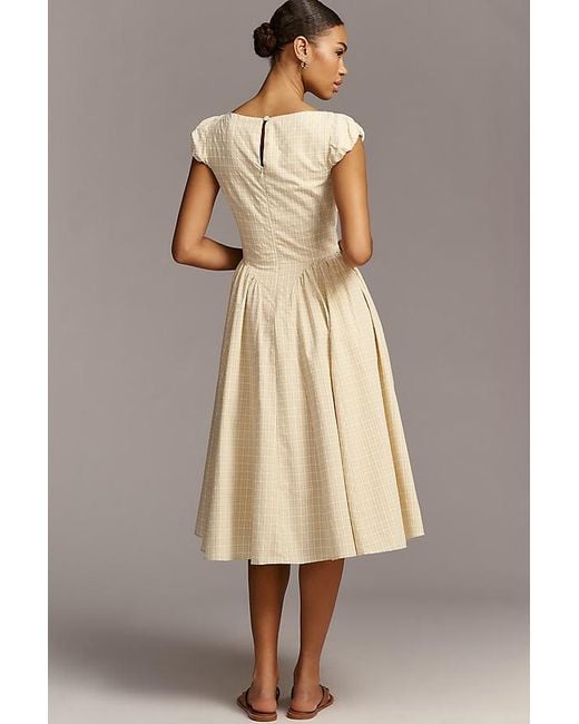 Astr Natural Emalee Basque-Waist Midi Dress