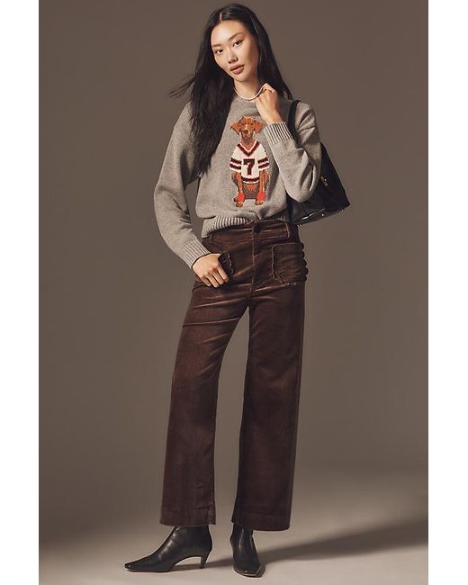 Maeve Brown The Colette Crop Wide-Leg Trousers By Corduroy Scallop Pocket Edition