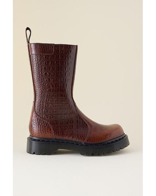 Dr. Martens Brown Rejena Croc Emboss Leather Boots