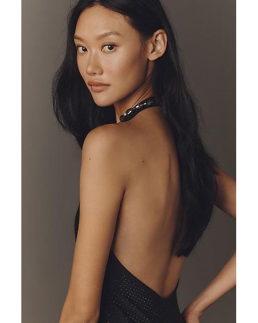 AFRM Gray Danika Halter Mesh Maxi Dress
