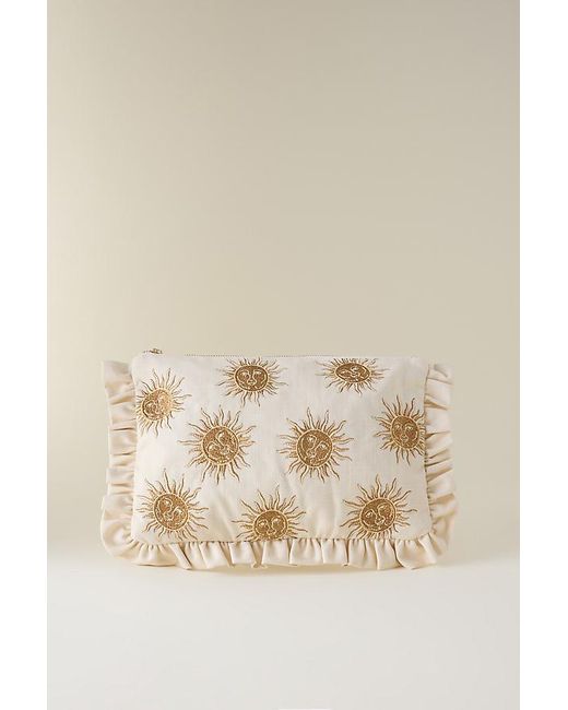 Elizabeth Scarlett Natural Sun Goddess Embroidered Frill Pouch