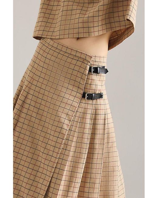 Barbour Natural Hollington Tartan Midi Skirt