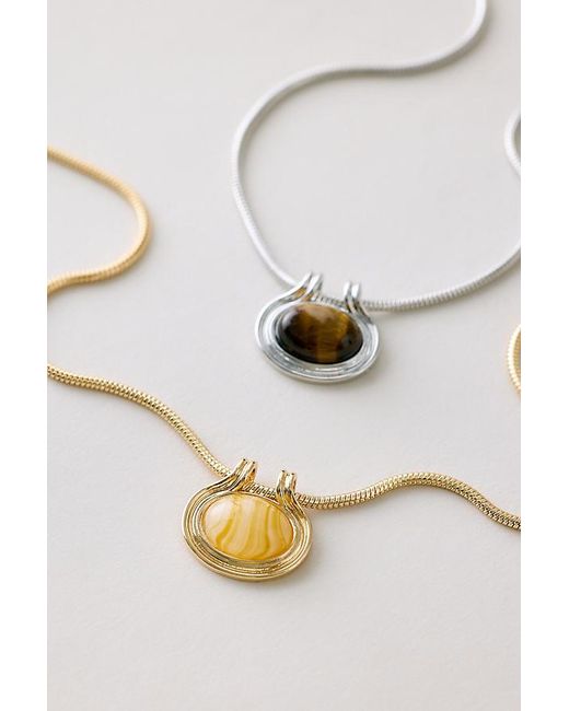 Anthropologie Natural Stone Pendant Chain Necklace