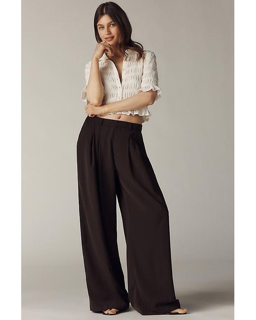 Maeve Black Ruffle Button-Front Top