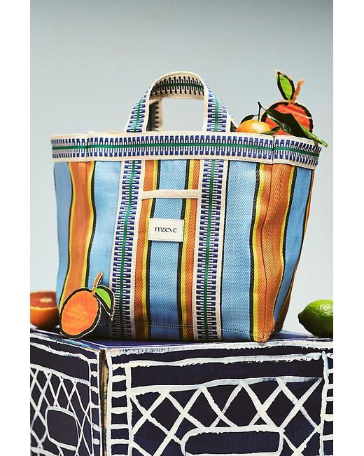 Maeve Green Striped Mesh Tote Bag